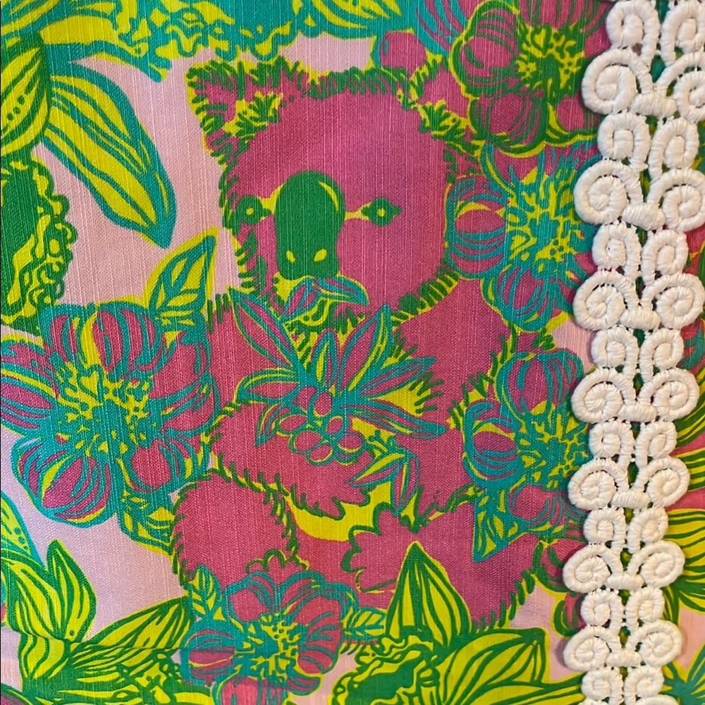 Lilly Pulitzer Green and Pink Asymmetrical Sheath Dress - Picture 4 of 6